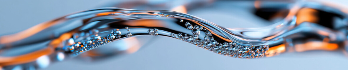Poster - Close-up of Flowing Liquid with Bubbles