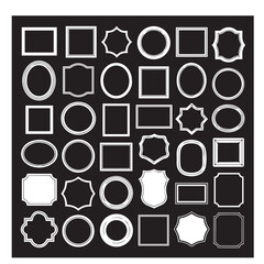 Poster - Collection of various white decorative frames and borders on a black background in a grid layout