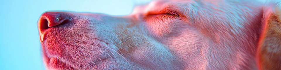 Poster - Close-up of Canine Face with Pink and Blue Lighting
