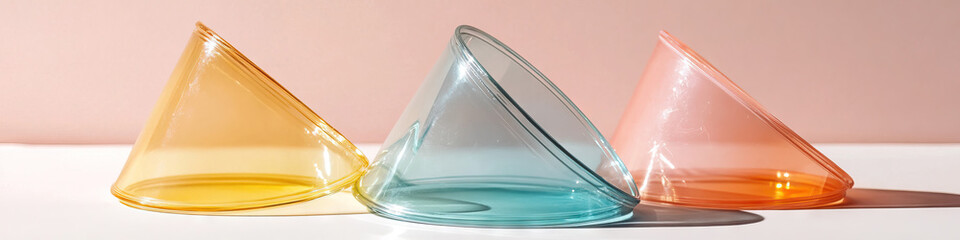 Poster - Three Translucent Cone-Shaped Glass Bowls