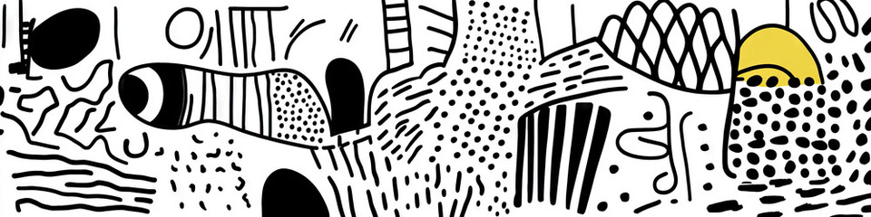 Poster - Abstract Composition in Black, White, and Yellow