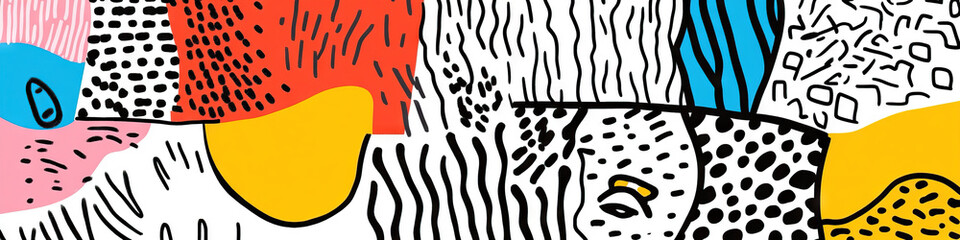 Poster - Abstract Composition with Geometric and Hand-Drawn Patterns