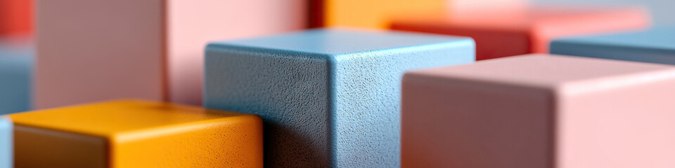 Poster - Abstract Composition of Pastel-Colored Cubes