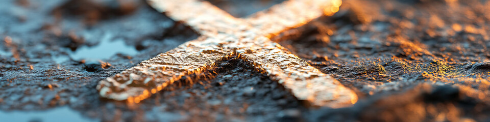 Poster - Gold X Embossed on Dark Textured Surface