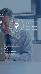 Poster - Animation of data processing over caucasian businessman in office