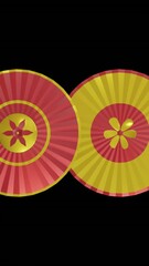 Poster - Animation of chinese red and gold pattern on black background