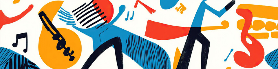 Poster - Abstract Musical Composition with Stylized Figures