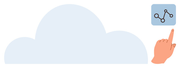 Poster - Cloud shape with line graph in square clicked by hand. Ideal for technology, cloud computing, data analysis, digital innovation, cloud storage, IT services, software solutions. Simple flat metaphor