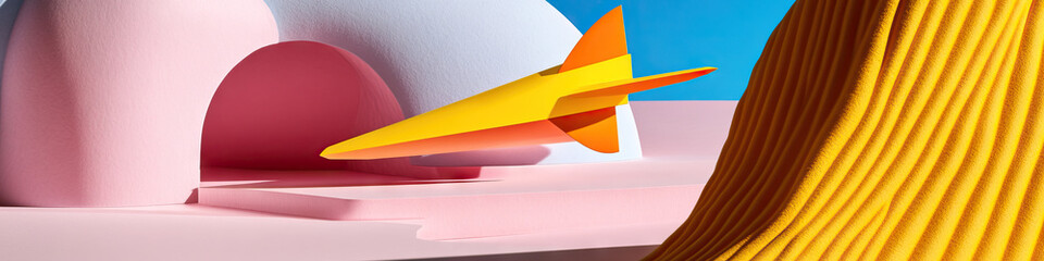 Poster - Stylized Rocket Emerging from Abstract Form