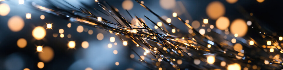 Poster - Close-up of Illuminated Dark Gray Strands with Bokeh