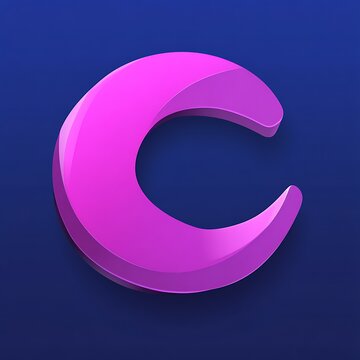A vibrant, 3D letter C, rendered in a rich fuchsia color.