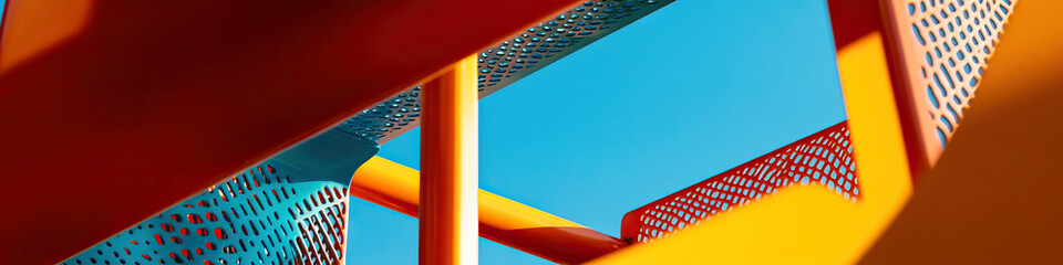Poster - Abstract View of Outdoor Structure with Perforated Metal Panels