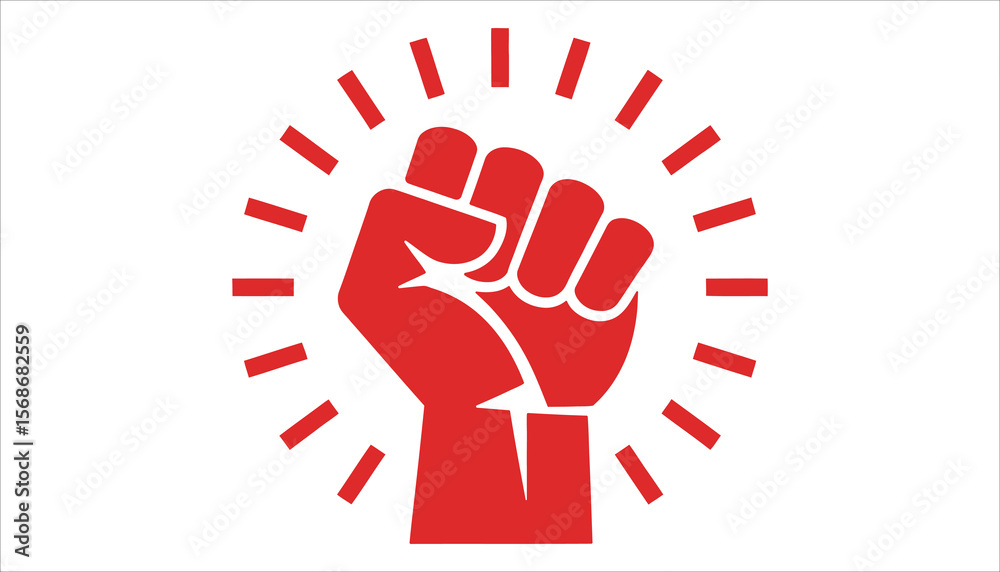 Raised First Raised Fist Vector Symbol of Protest and Revolution in Bold Red Style ...