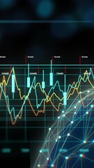 Poster - Animation of financial data processing over globe on black background