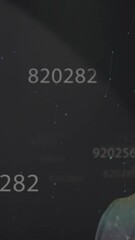 Poster - Multiple numbers changing over man smiling against network of connections
