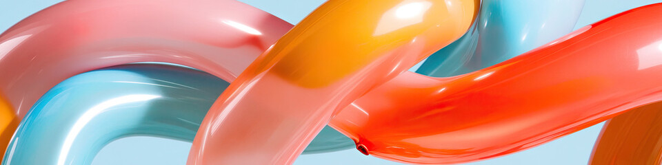 Poster - Abstract Composition of Intertwined Glossy Forms in Pastel Colors