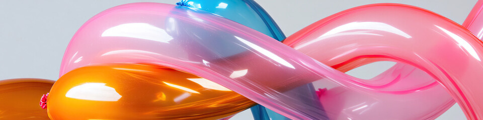 Poster - Intertwined Translucent Balloons: Pink, Orange, and Blue