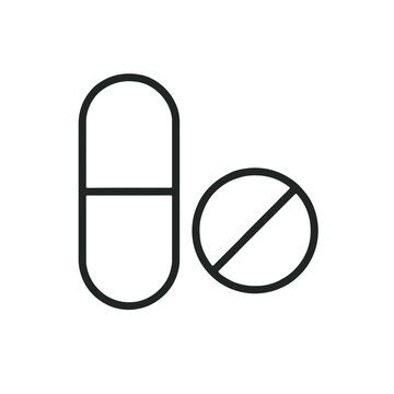 Minimalistic outline of medicine pills presents a clean, modern graphic for pharmaceutical design or health-related visuals.