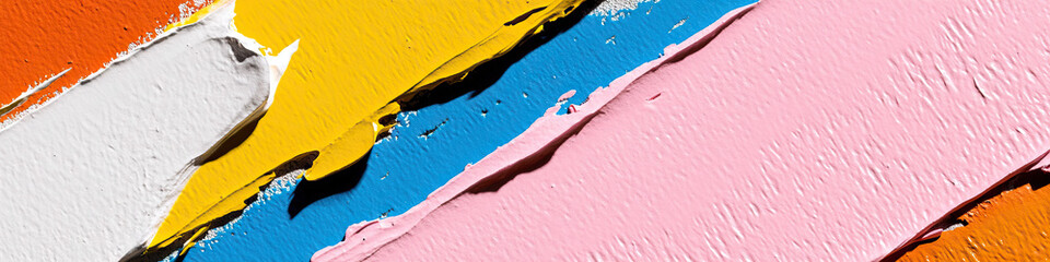 Poster - Diagonal Impasto Paint Strokes in Five Colors