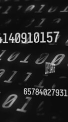 Poster - Multiple changing numbers against binary coding data processing on black background