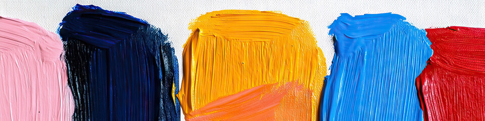 Poster - Abstract Paint Swatches: Pink, Blue, Orange, Coral, Red