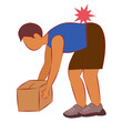 © Paveena - Man with back pain from heavy lifting incorrect lifting technique in flat design on white background.