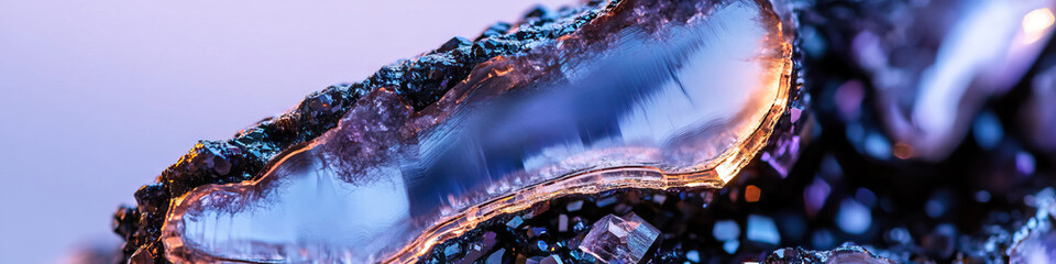 Poster - Translucent Blue Mineral Fragment in Dark Matrix