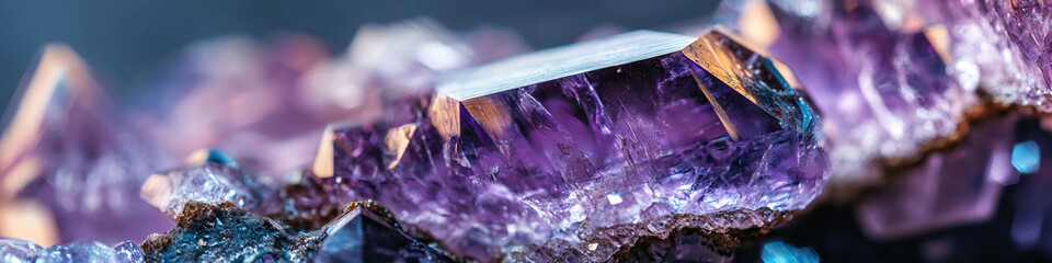Poster - Amethyst Geode Close-up: Crystal Formation and Internal Structure
