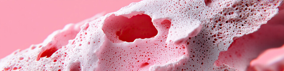 Poster - Close-up Photograph of Porous Pink Material with Cavities