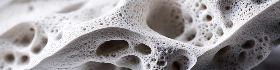Poster - Close-up of Porous Off-White Material with Irregular Cavities