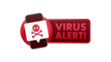 Poster - Virus alert notification on smartphone with green screen and white background