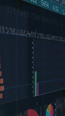 Poster - Animation of multicolored graphs and number charts over black background