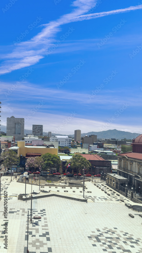 Costa Rica, colorful San Jose streets in historic city center plaza ...