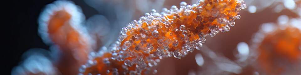 Poster - Microscopic Image: Orange Structure with Translucent Spheres