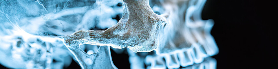 Poster - Digital 3D Render of Human Skull: Jaw and Cheekbone Detail