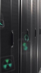 Poster - Animation of eco icons and data processing over computer servers