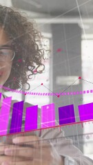 Poster - Animation of financial data processing over man using smartphone