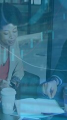 Poster - Animation of financial data processing over diverse business people in office