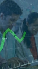 Poster - Animation of financial data processing over diverse business people in office