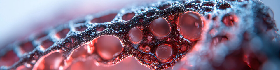 Poster - Microscopic View of Porous Structure with Embedded Red Bubbles