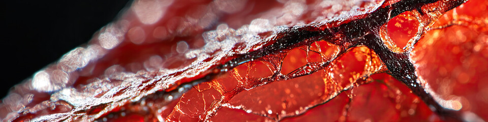 Poster - Microscopic View of Reddish-Orange Material with Internal Fractured Network