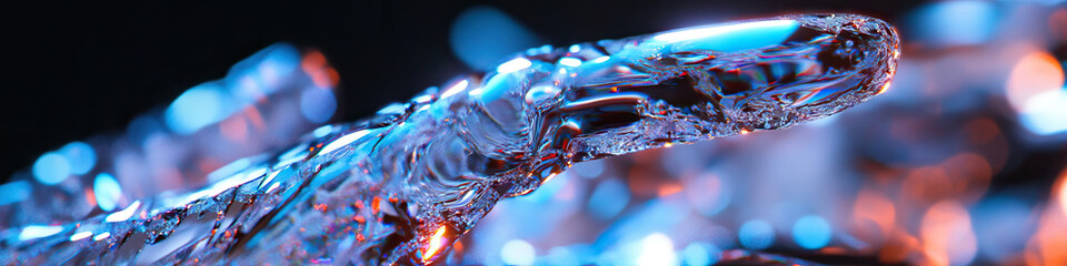 Poster - Abstract Translucent Sculpture with Blue and Orange Lighting