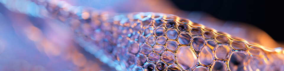 Poster - Interconnected Bubbles in Orange and Blue Lighting