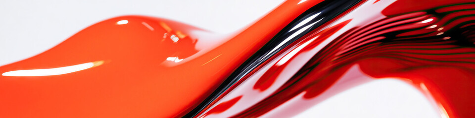 Poster - Abstract Red Liquid Form with Dark Reflective Element