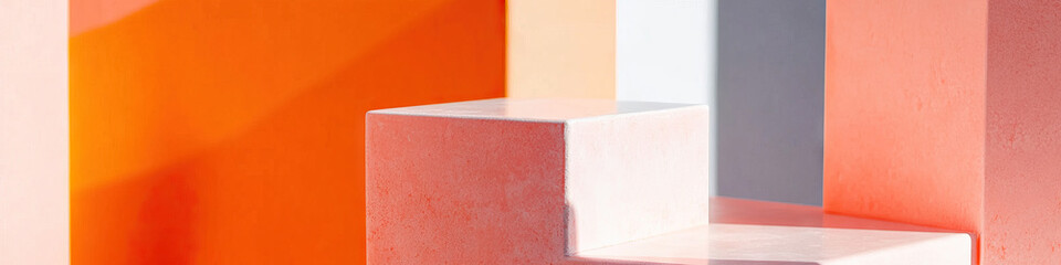 Poster - Coral and Peach Colored Cubic Display Forms