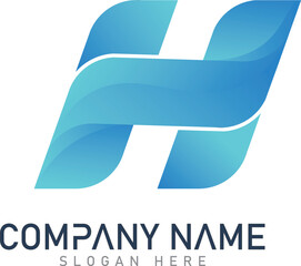 Aufkleber - Modern H letter logo design template with modern blue gradient elements.