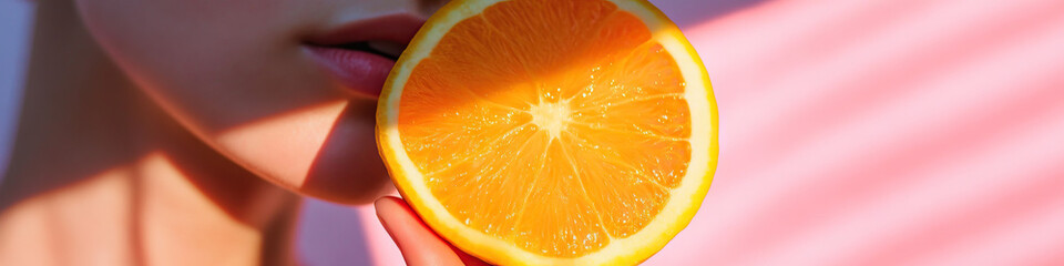 Poster - Woman's Face and Orange Citrus Slice