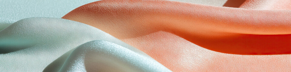 Poster - Draped Fabric in Teal and Coral Gradient