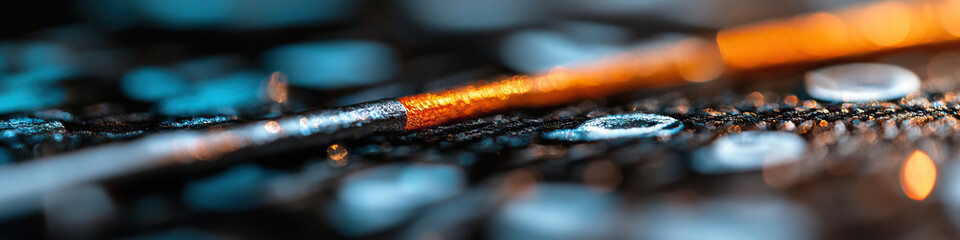 Poster - Macro Photograph of Metallic Rods on Textured Surface