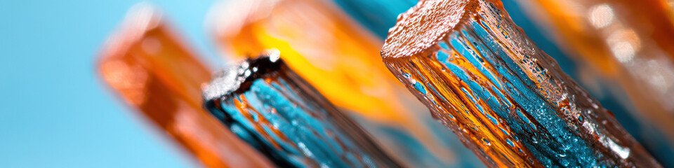 Poster - Close-up Photograph of Translucent Prismatic Objects in Orange and Teal